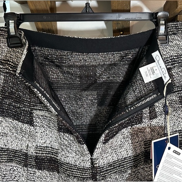 NWT Oscar de la Renta Grey Checkered Tweed Wool Blend Skirt Pockets Silk Lined 8 - Picture 6 of 14